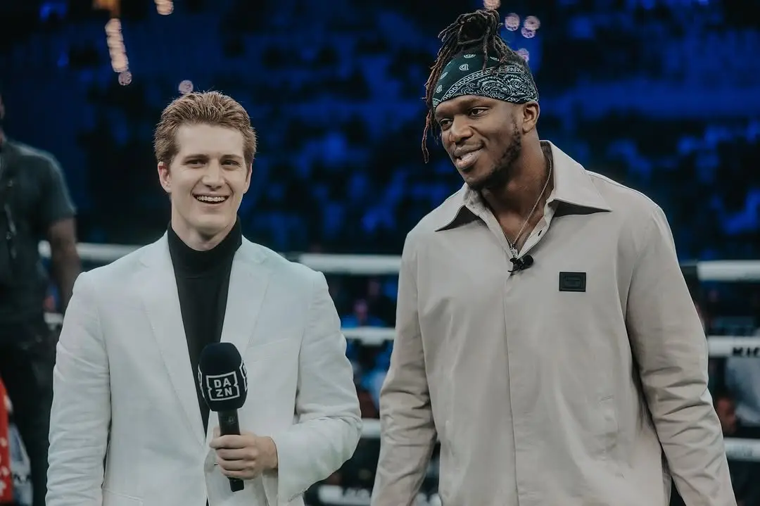 Ben Davis hosting ringside with KSI at DAZN X Series 19 in Qatar